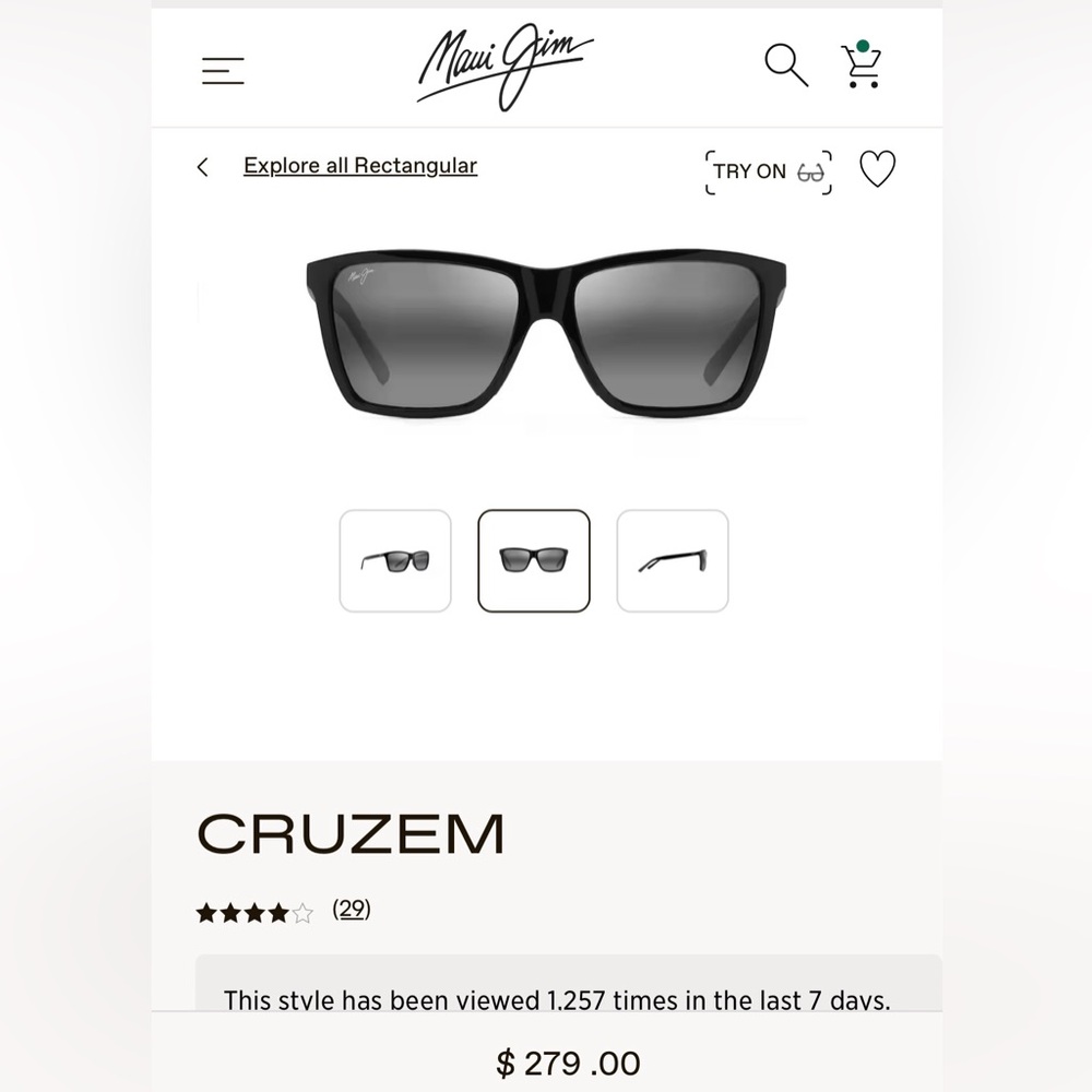Perfect Condition. Maui Jim Cruzem Sunglasses STG-BG 57 16 139
